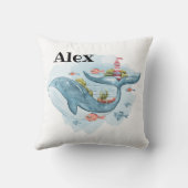 キュートホエー子供部屋デコール名前をカスタムする クッション (裏面)