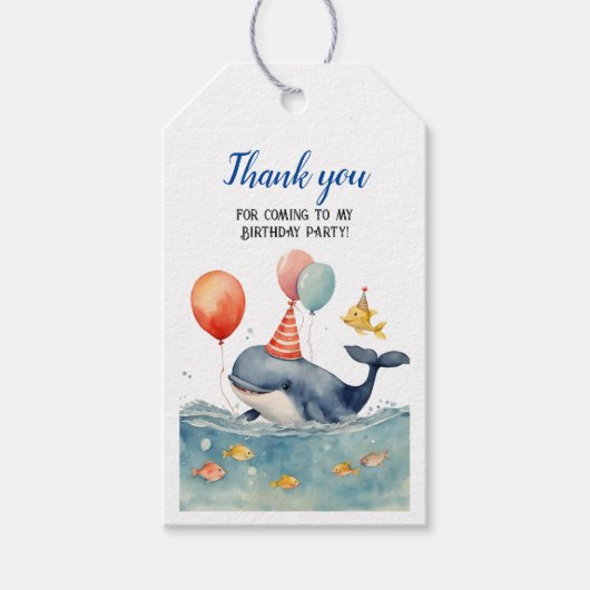 キュートホエー航海のル少年誕生日ありがとう ギフトタグ (正面)