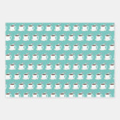 キュートホットチョコレートティール（緑がかった色）クリスマス ラッピングペーパーシート (正面3)