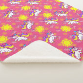 キュートホットピンクサニーユニコーンパターンデザイン シェルパブランケット (3/4)