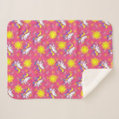 キュートホットピンクサニーユニコーンパターンデザイン シェルパブランケット (正面(横))