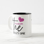 キュートホットピンクハートザ熱狂するワンモノグラム ツートーンマグカップ (正面左)