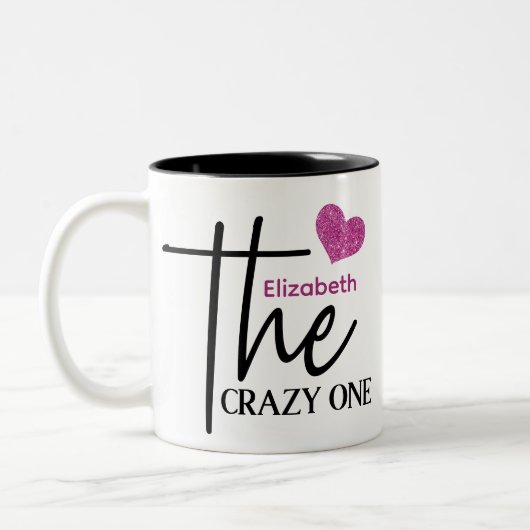 キュートホットピンクハートザ熱狂するワンモノグラム ツートーンマグカップ (左)