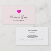 キュートホットピンクハート美しいサロン 名刺 (正面/裏面)