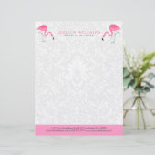 キュートホットピンクフラミンゴイラストレーション レターヘッド (スタンド正面)