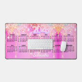 キュートホットピンクレインボーグリッタードリップスモノグラム デスクマット (キーボード&マウス)