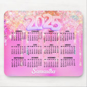 キュートホットピンクレインボーグリッタードリップスモノグラム マウスパッド (正面)