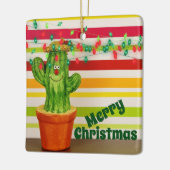 キュートホパーソナライズされたリデーサボタスメリークリスマス セラミックオーナメント (左)