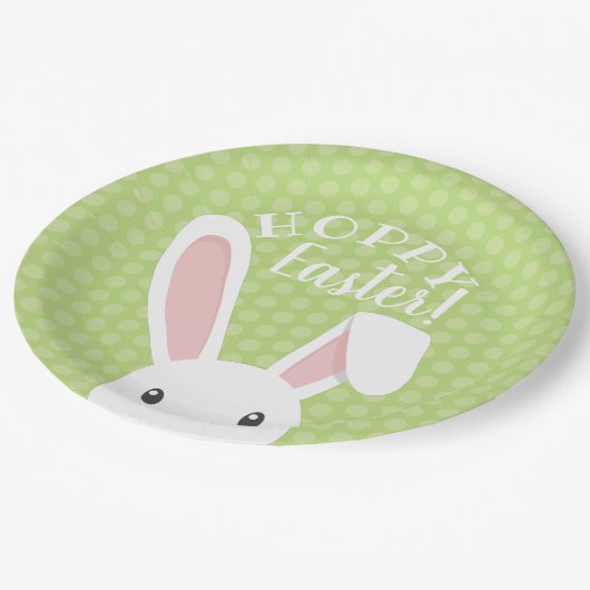キュートホピおもしろいーイースターバニーグリーン春パーティー ペーパープレート (アングル)