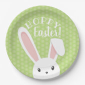 キュートホピおもしろいーイースターバニーグリーン春パーティー ペーパープレート (正面)