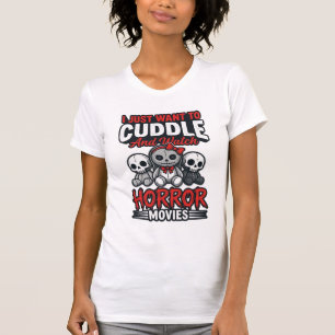 キュートホラー映画の抱擁ヴィンテージグラフィックTシャツデザイン Tシャツ