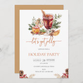 キュートホリデーウォーターカラークリスマスパーティの招待状 招待状 (正面/裏面)