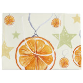 キュートホリデーオレンジアンドスターズオンベージュ ラージペーパーバッグ (裏面)