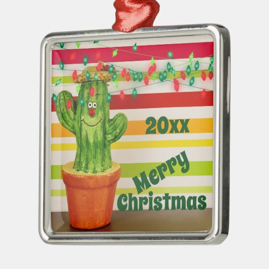 キュートホリデーカクタスサウスウエスメリークリスマス メタルオーナメント (左)