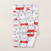 キュートホリデーキャットデザイン バスタオルセット (ハンドタオル)
