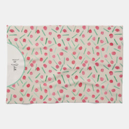 キュートホリデーキャンディーケーンウォーターカラー キッチンタオル