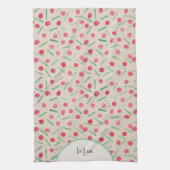 キュートホリデーキャンディーケーンウォーターカラー キッチンタオル (縦)