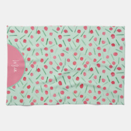 キュートホリデーキャンディーケーンウォーターカラー キッチンタオル