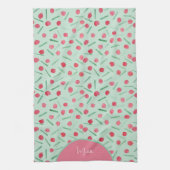 キュートホリデーキャンディーケーンウォーターカラー キッチンタオル (縦)