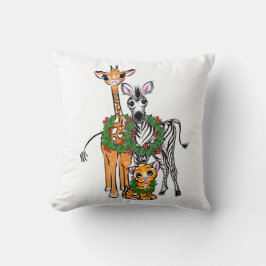 キュートホリデーキラフェゼブラタイガーの水色 クッション