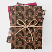 キュートホリデークリスマスラッピング紙ブラックガール ラッピングペーパーシート (インサイチュ)