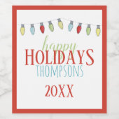 キュートホリデークリスマス素朴カスタム ワインラベル (シングルラベル)