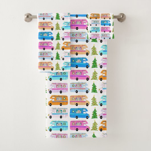 キュートホリデークリスマスRVキャンパーモーターホームクリスマス バスタオルセット (インサイチュ)