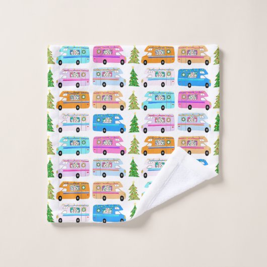 キュートホリデークリスマスRVキャンパーモーターホームクリスマス バスタオルセット (ウォッシュタオル)