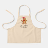 キュートホリデージンジャーブレッドクッキーをテーマにした エプロン (正面)