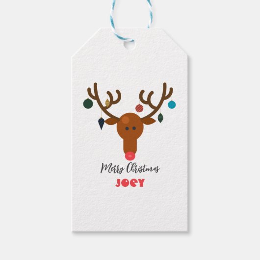 キュートホリデートナお洒落ーダークリスマスボール ギフトタグ (正面)