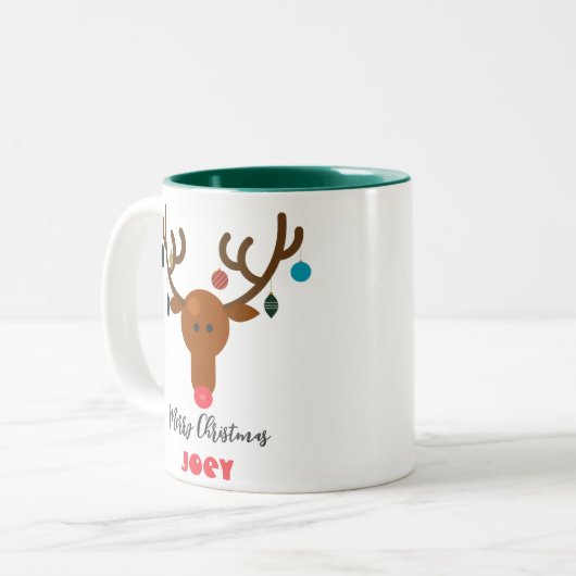 キュートホリデートナお洒落ーダークリスマスボール ツートーンマグカップ (正面左)