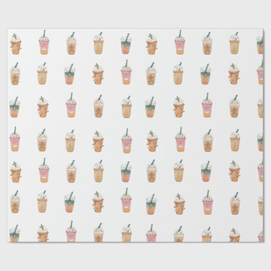 キュートホリデードリンクラッピング紙 ラッピングペーパー (フラット)