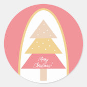 キュートホリデーピンクツリー ラウンドシール (正面)