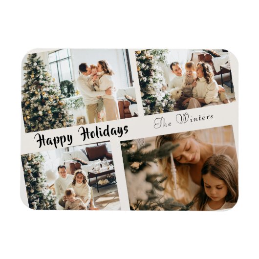 キュートホリデーファミリーコラージュアクセント装飾用クッション マグネット (横)