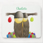 キュートホリデーフクロウイラストレーション マウスパッド (正面)