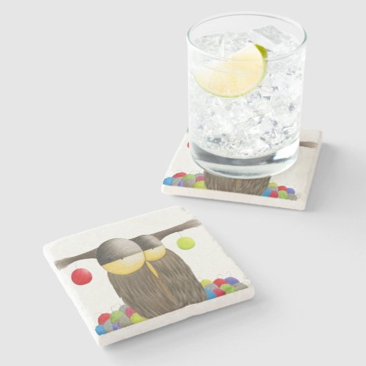 キュートホリデーフクロウ ストーンコースター (横)