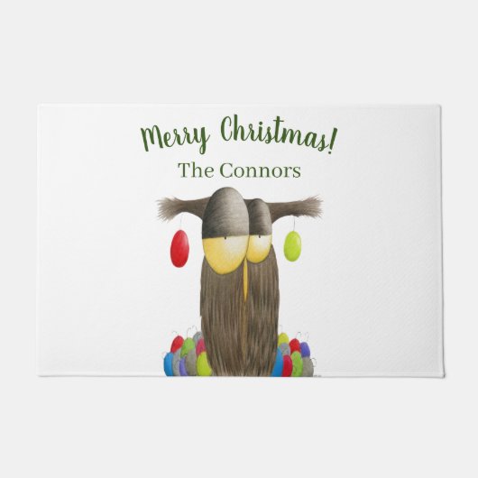 キュートホリデーフクロウ ドアマット (正面)