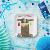 キュートホリデーフクロウ ペーパープレート (パーティー)