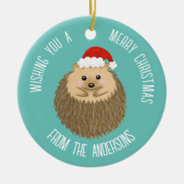 キュートホリデーヘッジホッグ セラミックオーナメント