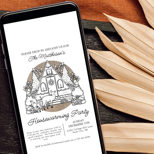 キュートホリデーホームドロップイン引っ越し祝いパーティーパーティー 招待状