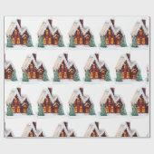 キュートホリデーヴィンテージハウススノークリスマスギフト ラッピングペーパー (フラット)