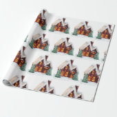 キュートホリデーヴィンテージハウススノークリスマスギフト ラッピングペーパー (アンロールド)
