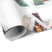 キュートホリデーヴィンテージハウススノークリスマスギフト ラッピングペーパー (ロールコーナー)