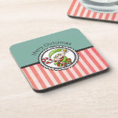 キュートホリデー小妖精や小人とキャンディーケーンメリークリスマス コースター (左側)