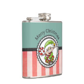 キュートホリデー小妖精や小人とキャンディーケーンメリークリスマス フラスク (右)