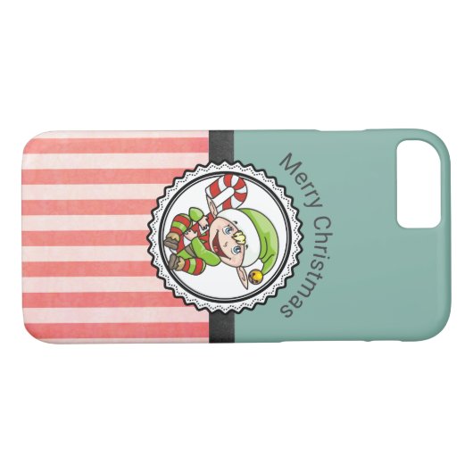 キュートホリデー小妖精や小人とキャンディーケーンメリークリスマス Case-Mate iPhoneケース (裏面(横))