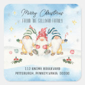 キュートホリデー格言メリークリスマス差出人住所 スクエアシール (正面)