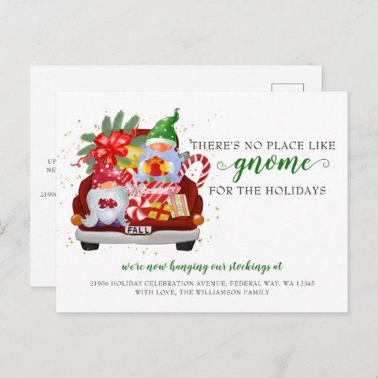 キュートホリデー格言レッドトラック引っ越しましたはがき ポストカード (正面/裏面)