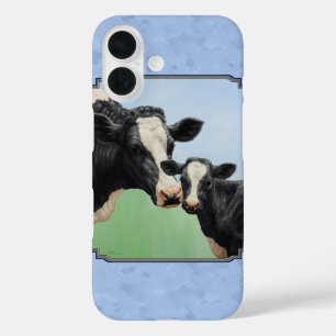 キュートホルスタインカーフ&カウスカイブルー iPhone 16ケース