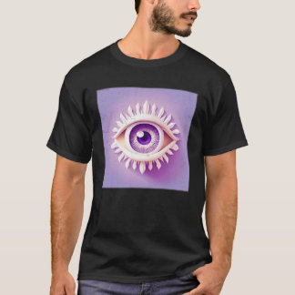 キュートホワイトアイイラストレーションパステルカラー女性男性 Tシャツ